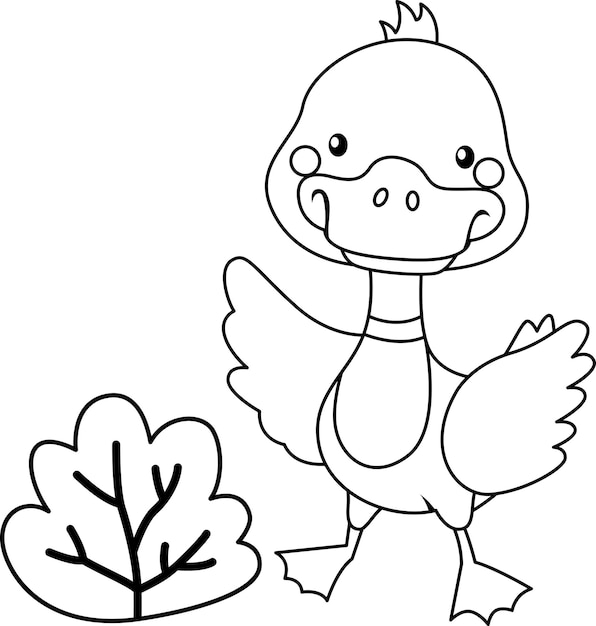 Dibujo de Pato en el bosque para colorear