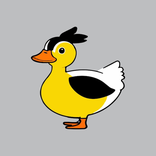 Vector un dibujo de un pato con una cabeza amarilla y plumas negras