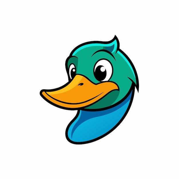 un dibujo de un pato con un pico azul y un bico azul