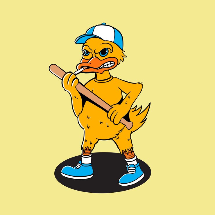 un dibujo de un pato con un sombrero en él