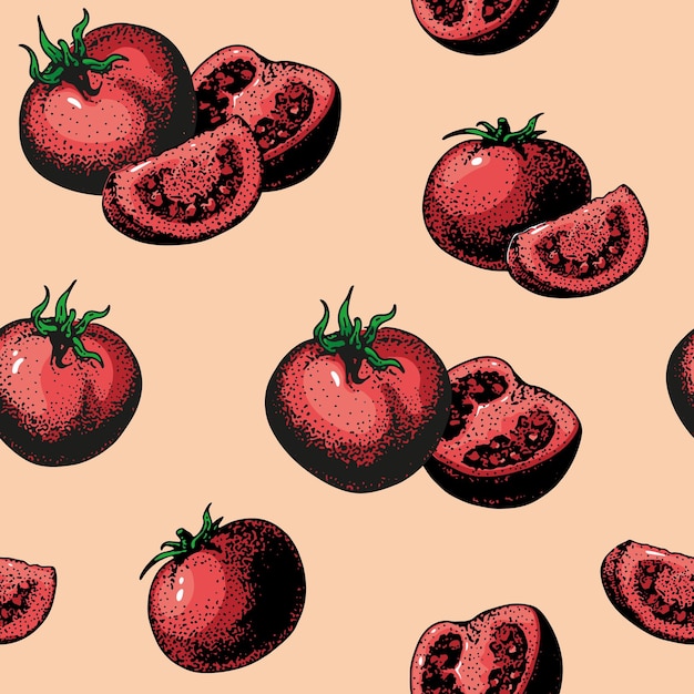 Dibujo de patrones sin fisuras de tomate