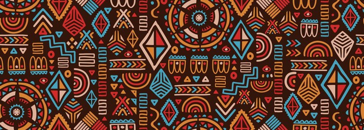 Dibujo de patrones sin fisuras tribales africanos Doodle elementos símbolo étnico azteca diseño geométrico Frontera maya artesanía con decoración colorida Ilustración vectorial para impresión antigua y textil