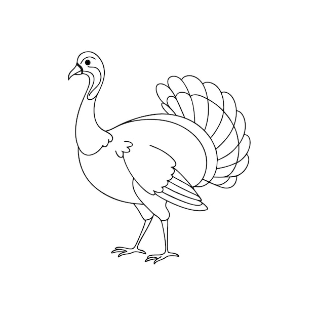 un dibujo de un pavo con un contorno negro
