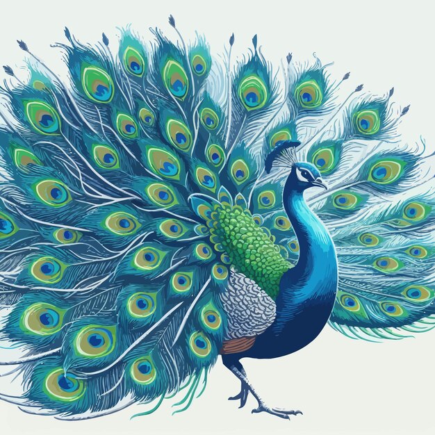 Vector un dibujo de un pavo real con las palabras pavo real en él