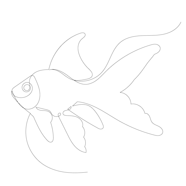 Dibujo de peces pequeños por una línea continua, boceto