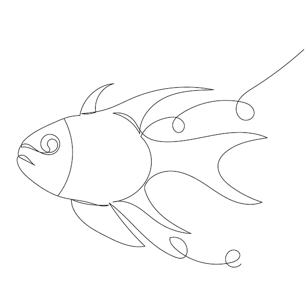 Dibujo de peces en un vector aislado de línea continua | Vector Premium