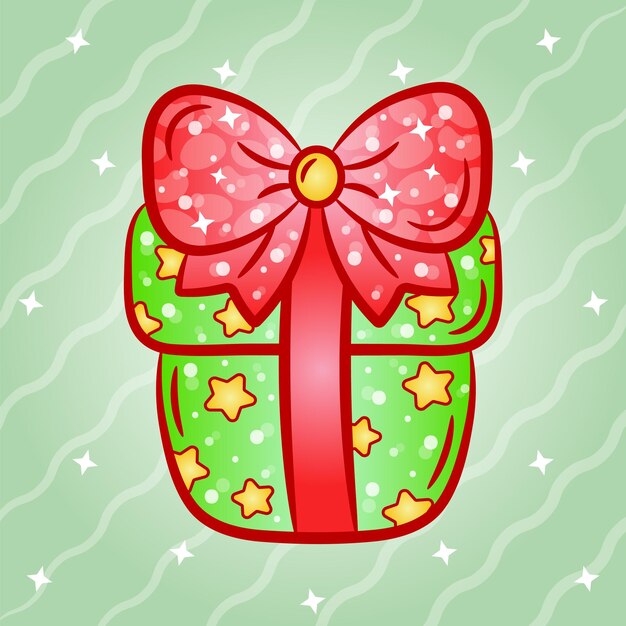 Dibujo de pegatina de regalo de Navidad con colores degradados