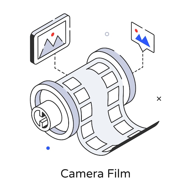 Vector un dibujo de una película de cámara con las palabras película de cámara en ella