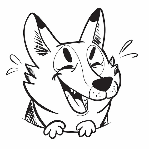 Un dibujo de un Pembroke Welsh Corgi Doodle Line Art Ilustración Diseño de perro
