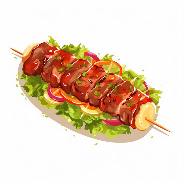 un dibujo de un perrito caliente con ketchup y lechuga en un plato
