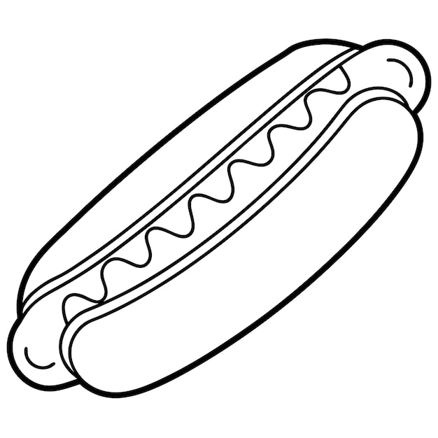 un dibujo de un perrito caliente con una línea a través de él
