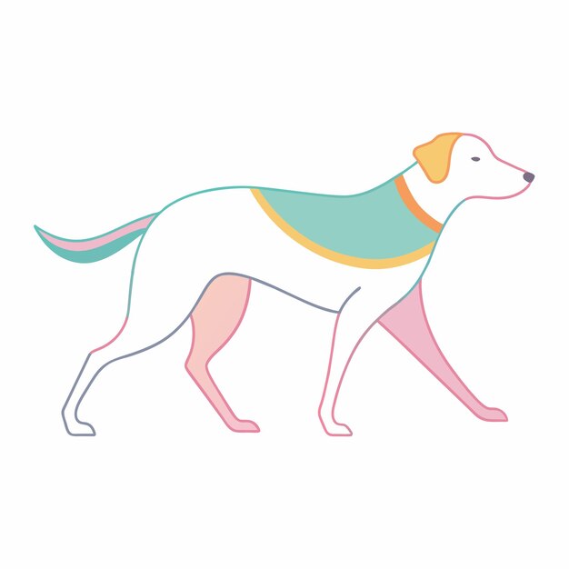un dibujo de un perro con una bufanda en él