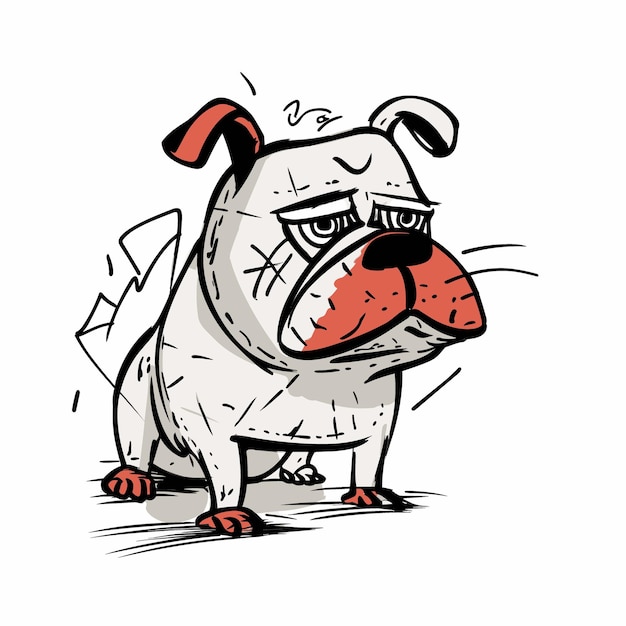 Vector un dibujo de un perro bulldog de dibujos animados estilizados