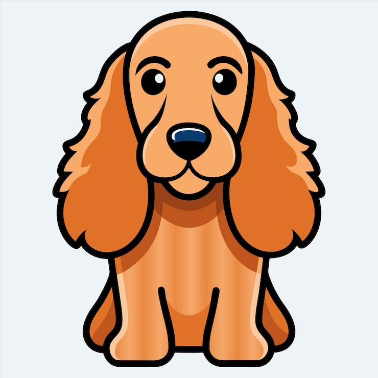 Vector un dibujo de un perro con una cara marrón y una nariz negra