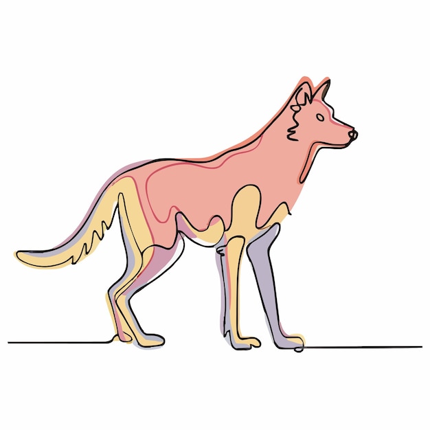 Vector un dibujo de un perro con una cola amarilla