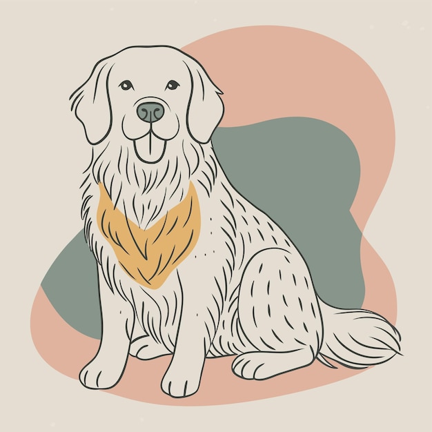 un dibujo de un perro con un corazón en el pecho