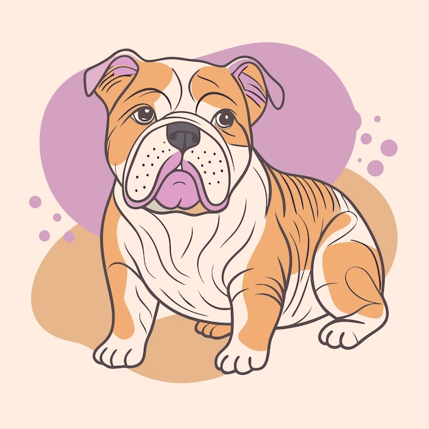 un dibujo de un perro con un fondo rosa con un fondo púrpura