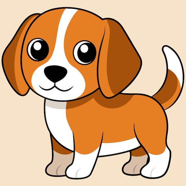Un dibujo de un perro llamado Beagle Vector Ilustración Kawaii