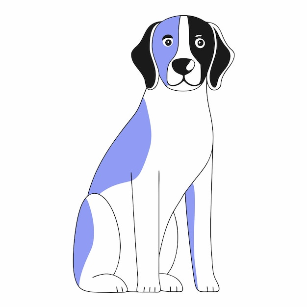 un dibujo de un perro con una mancha azul en su cara
