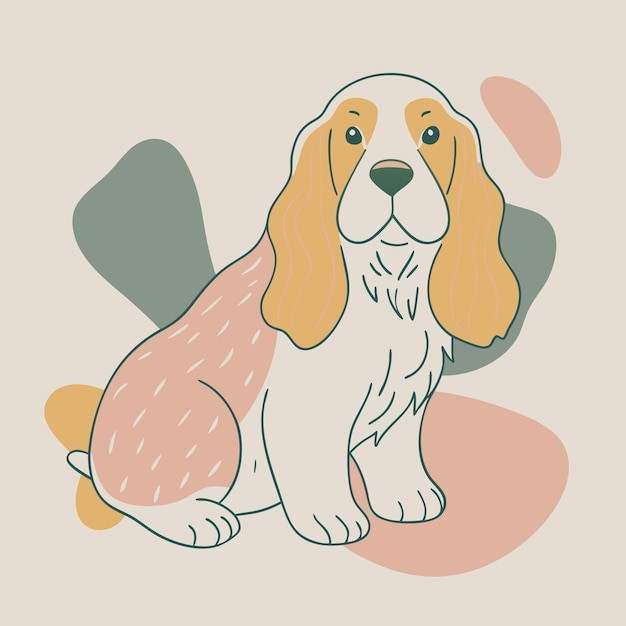 un dibujo de un perro con una mancha rosa en la parte delantera