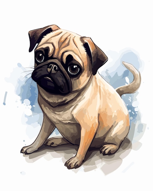 Un dibujo de un perro pug de dibujos animados