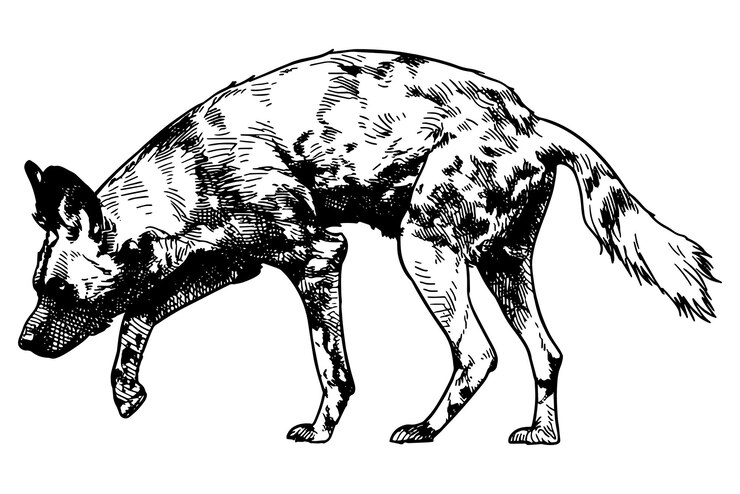 Vector un dibujo de un perro que es blanco y negro