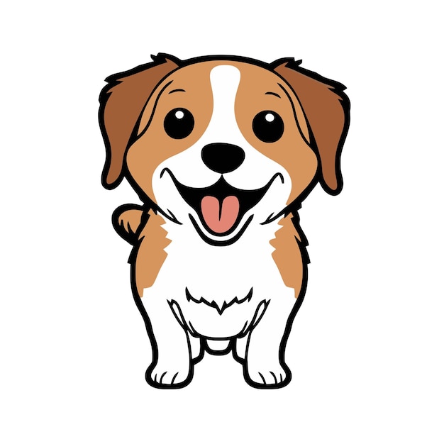 Vector un dibujo de un perro que está sonriendo y tiene la palabra perro.