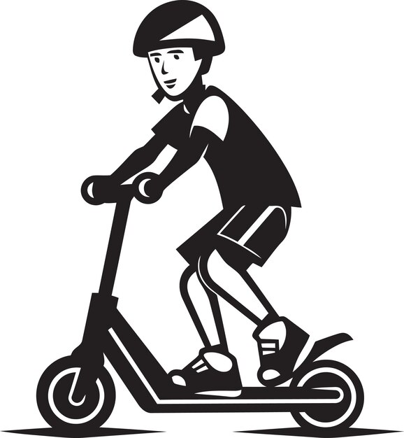 un dibujo de una persona en un scooter que dice la palabra en él