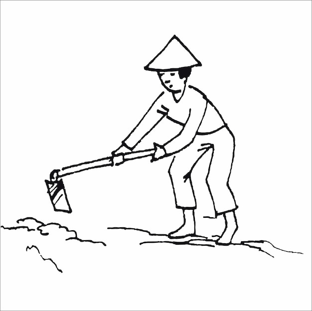 un dibujo de una persona con un sombrero en la cabeza