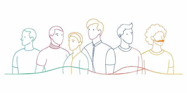 un dibujo de personas en línea con una línea que dice personas