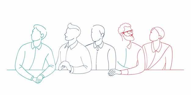 un dibujo de personas sentadas en una mesa con uno que dice cuatro personas