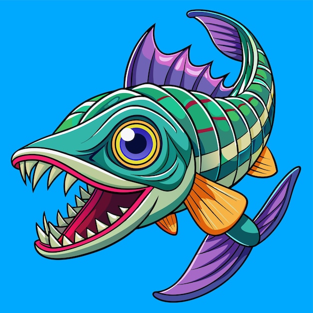 Vector un dibujo de un pez con la boca abierta