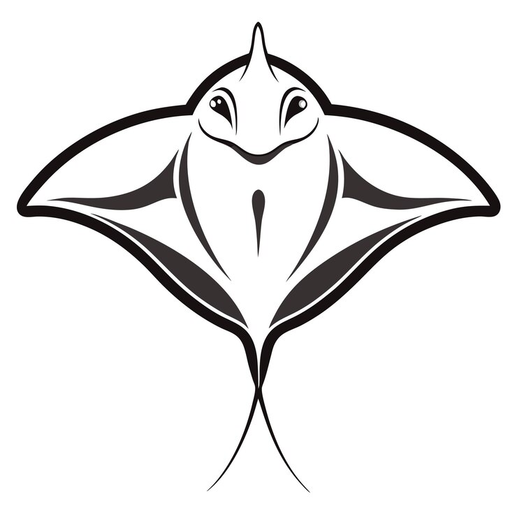 Vector un dibujo de un pez con un diseño en blanco y negro en el lado derecho