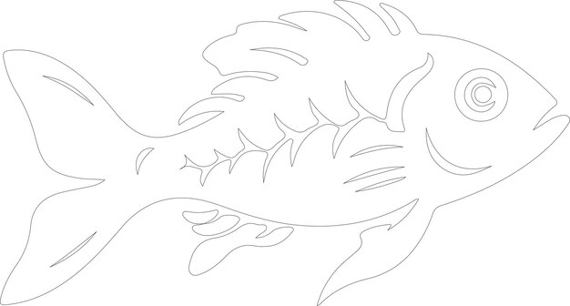 un dibujo de un pez con una espiral en la parte superior