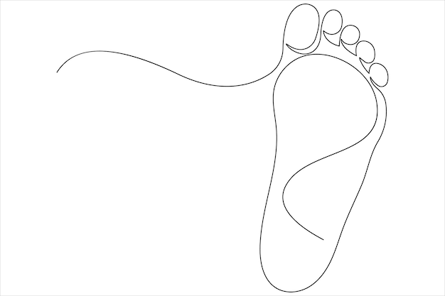 un dibujo de un pie con un dibujo en línea de un pie de mujer