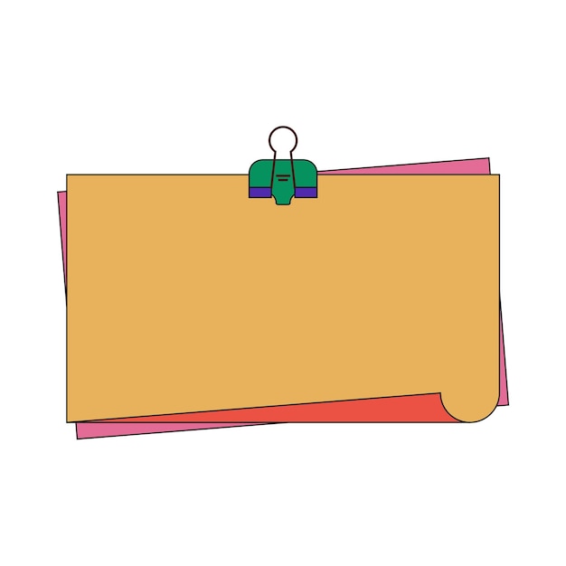 un dibujo de una pieza de papel con un clip verde en él
