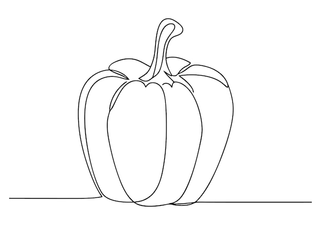 Dibujo de pimienta de campana de una línea