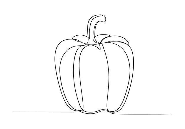 Dibujo de pimienta de campana de una línea