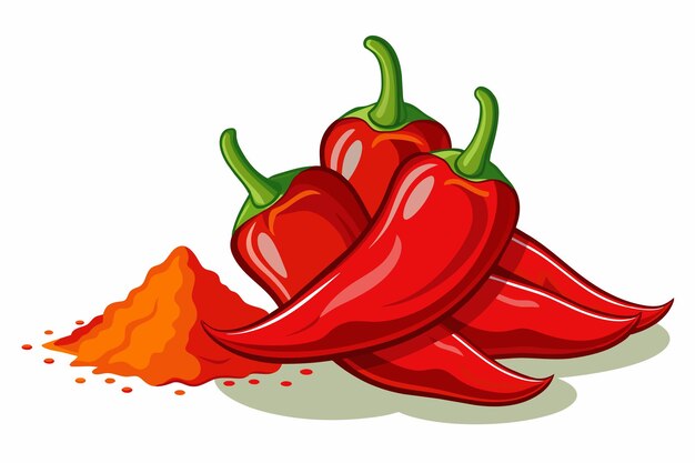 Vector un dibujo de un pimienta roja con un pimiento rojo en él