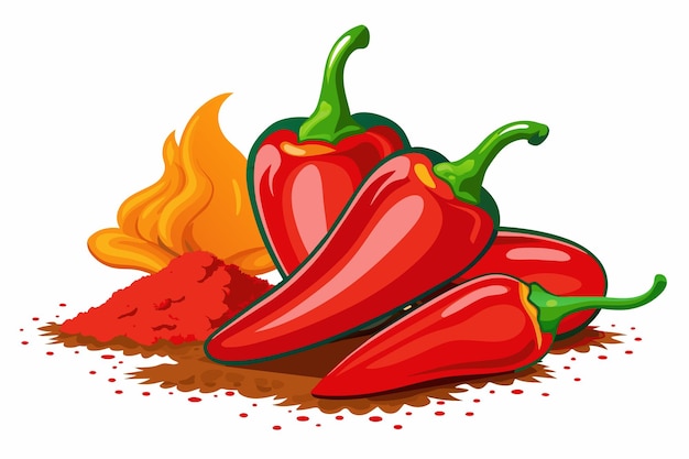 Vector un dibujo de un pimienta roja con un pimiento rojo en él