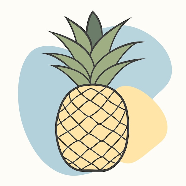 un dibujo de una piña con un tallo verde