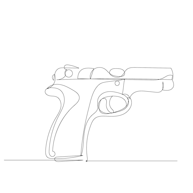 Dibujo de pistola por una línea continua, boceto