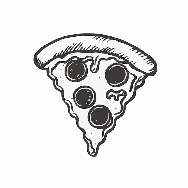 un dibujo de una pizza con las palabras pizza en él