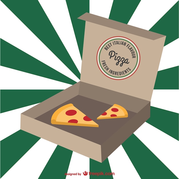 Vector dibujo de pizza en su caja
