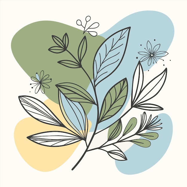 un dibujo de una planta con una flor en ella