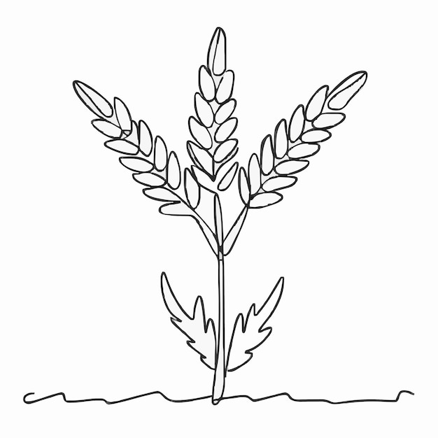 Vector un dibujo de una planta con una hoja que dice trigo