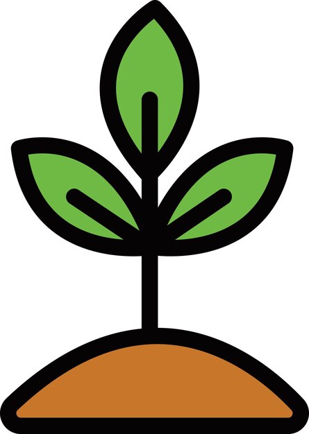 un dibujo de una planta con una hoja verde que se encuentra en la tierra