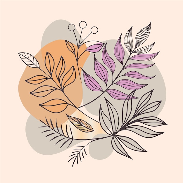 un dibujo de una planta con hojas púrpuras y un fondo marrón