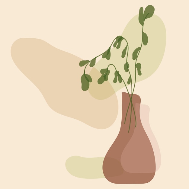 Un dibujo de una planta en un jarrón con una hoja verde.