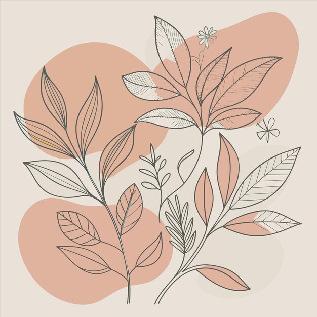 un dibujo de una planta con una mariposa
